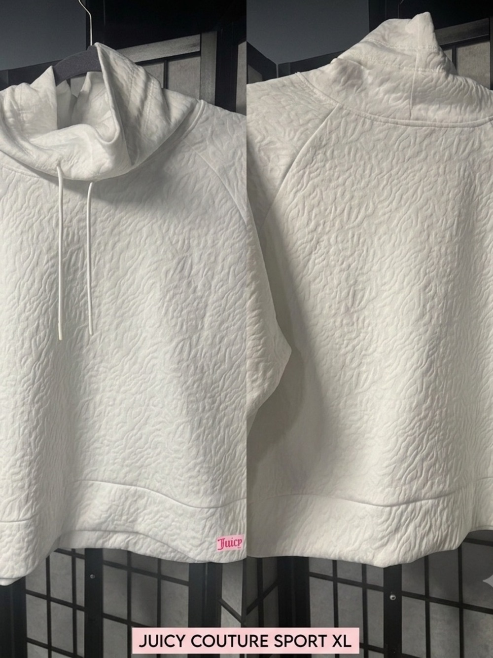 Juicy Couture White Textured Funnel Neck Pullover